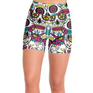 Colorful Sugar Skull Gearbunch Yoga Shorts